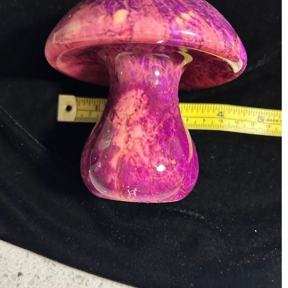 Vintage Alabaster Hand Carved Mushroom Made in Italy Purple Stone Figurine - Picture 7 of 8